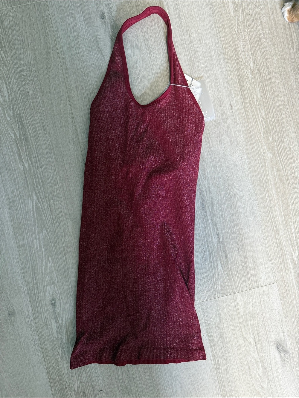 Bombshell Sportswear Sparkle Halter Mini Dress - Burgundy